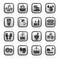 Black an white spa and relax objects icons Royalty Free Stock Photo