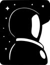 black and white of spaceman cartoon Royalty Free Stock Photo