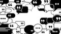 Black and White Speech Bubbles with Quotation Marks and Ellipses Royalty Free Stock Photo