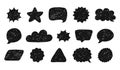 Black and white speech bubbles and shapes hand drawn with marker or felt tip pen. Communication frames and borders with scratched Royalty Free Stock Photo