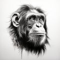 Black And White Chimpanzee Head: Realistic Speedpainting With Street Art Elements