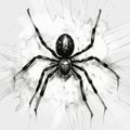 Black And White Spider: A Minimalist And Realistic Approach Royalty Free Stock Photo