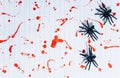 Spiders on a white background covered with blood, Halloween.