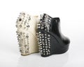 Black and White Spiked Platform Shoes Royalty Free Stock Photo