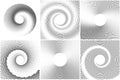 Black and white spiral abstract halftone dots background set. Vector illustration Royalty Free Stock Photo