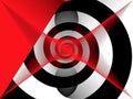 Black and white spiral on a red background