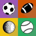 Black and white sport balls vector set Royalty Free Stock Photo