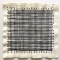 Modernist Grid Embroidery: Black And White Square Design