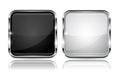 Black and white square glass buttons with metal frame Royalty Free Stock Photo