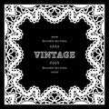 Black and white square lace frame Royalty Free Stock Photo