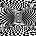 Black and white square optical illusion. Abstract illusion background. Vector illustration