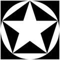 black and white star, pentagon, circle, square