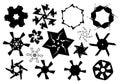 Black and white stars and snowflakes shapes Royalty Free Stock Photo