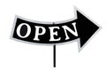 Black and white steel Open sign isolated