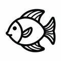 Black And White Stencil Fish Icon: Commissioned Robert Munsch Style Art