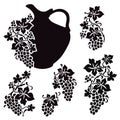 Black and white stencils -jug with grapes