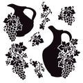 Black and white stencils -jug with grapes