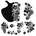 Black and white stencils -jug with grapes