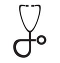 Black and white stethoscope icon vector isolated in white background.