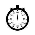 Black and white stopwatch. Icon of watch