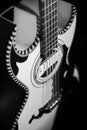 Black and white 12 string guitar