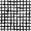Black and white stripe plaid grunge seamless pattern. White stripes on black background