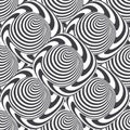 Black and white striped background. Seamless pattern with optical illusion. Simple graphic design. 3d vector illustration Royalty Free Stock Photo