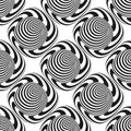 Black and white striped background. Seamless pattern with optical illusion. Simple graphic design. 3d vector illustration Royalty Free Stock Photo