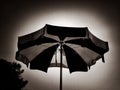 Black and White Striped Beach Umbrella Royalty Free Stock Photo