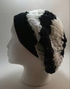 Black and white striped knitted slouchy hat