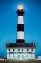 Black and white striped lighthouse at Bodie Island on the outer Royalty Free Stock Photo