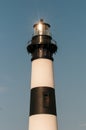 Black and white striped lighthouse at Bodie Island on the outer Royalty Free Stock Photo