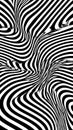 Black and White Striped Pattern with Distorted Surfaces, Abstract Optical Illusion Royalty Free Stock Photo