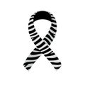 Zebra awareness ribbon. Rare Diseases, Ehlers-Danlos Syndrome, Carcinoid Cancer, neuroendocrine tumor,symbol.