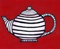 Black and White Striped Teapot