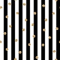 Black and White Stripes With Gold Polka Dots Seamless Pattern Royalty Free Stock Photo