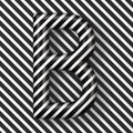 Black and white stripes Letter B 3D