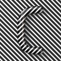 Black and white stripes Letter C 3D