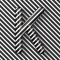 Black and white stripes Letter K 3D