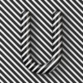 Black and white stripes Letter U 3D