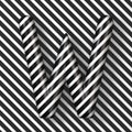 Black and white stripes Letter W 3D