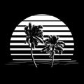 Black and white stripes logo with palm trees