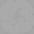 Vector image black and white striped background.Optical illusion.background with wavy pattern. black-white striped swirl. Royalty Free Stock Photo