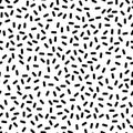 Black and white strokes confetti simple seamless pattern, vector