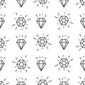 Black and white style diamonds background. Geometric seamless pattern with linear diamonds.