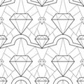 Black and white style diamonds background. Geometric seamless pattern with linear diamonds Royalty Free Stock Photo