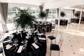 Black and white and style restaurant hall Royalty Free Stock Photo