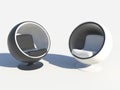 Black and white stylish round armchairs