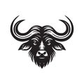 black and white stylized buffalo head silhouette Royalty Free Stock Photo