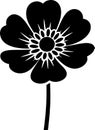 Black and White Stylized Flower Silhouette Royalty Free Stock Photo